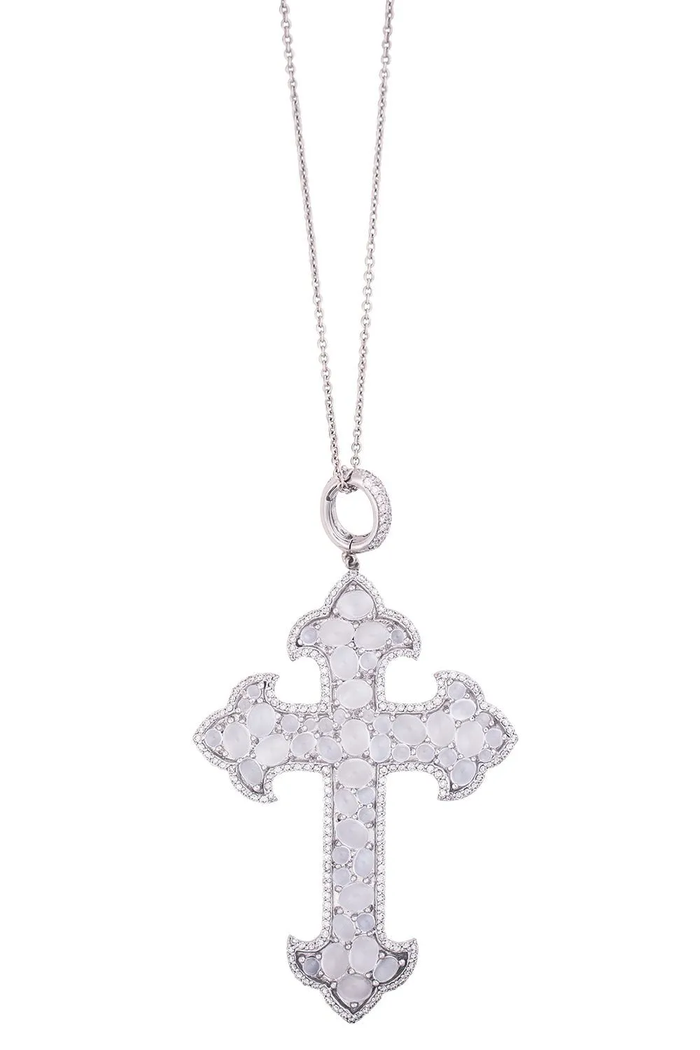 Moonstone Cross Pendant Necklace
