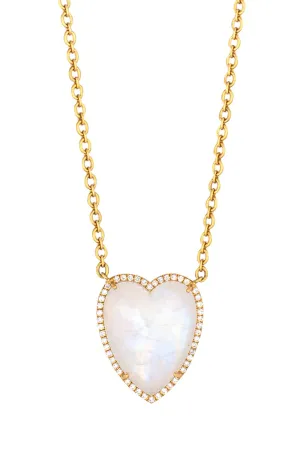 Moonstone Diamond Heart Necklace