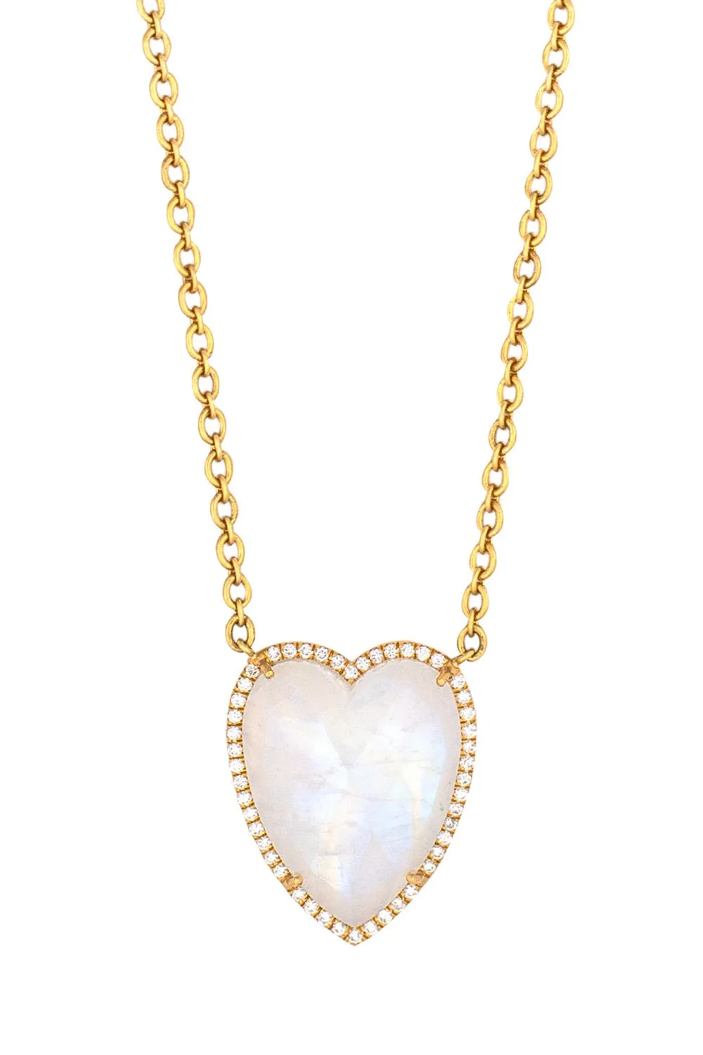 Moonstone Diamond Heart Necklace