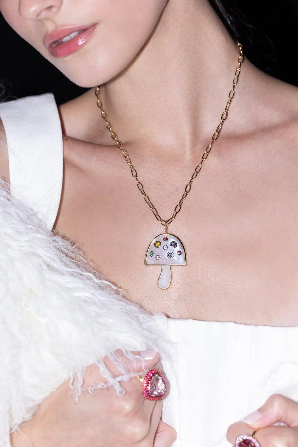 Moonstone Magic Mushroom Necklace