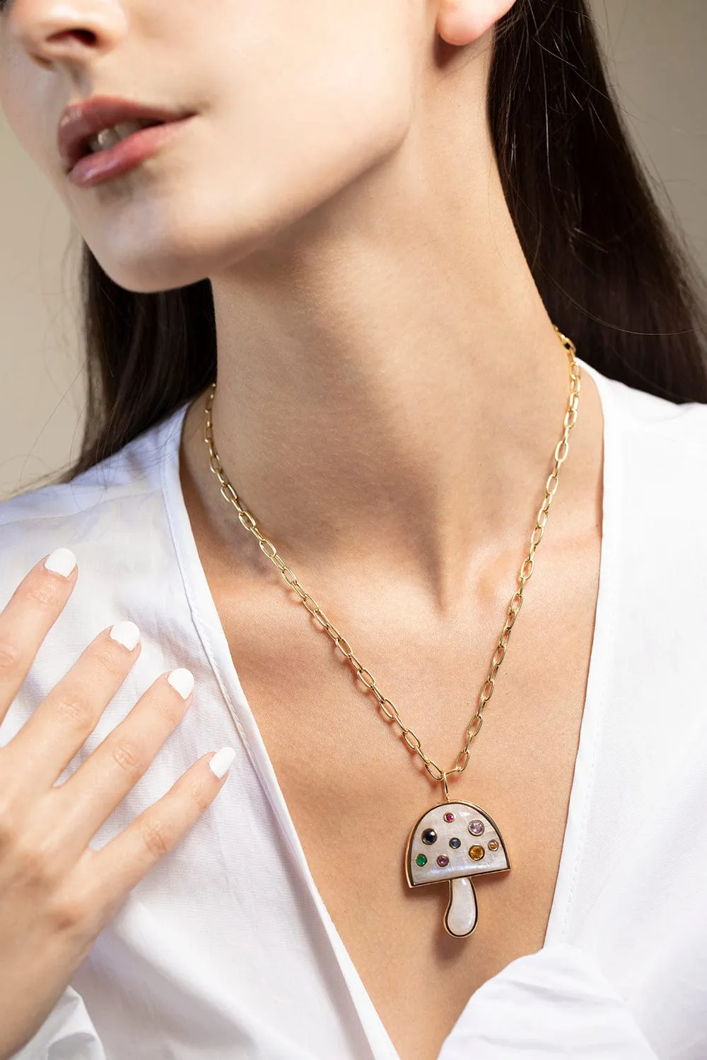 Moonstone Magic Mushroom Necklace