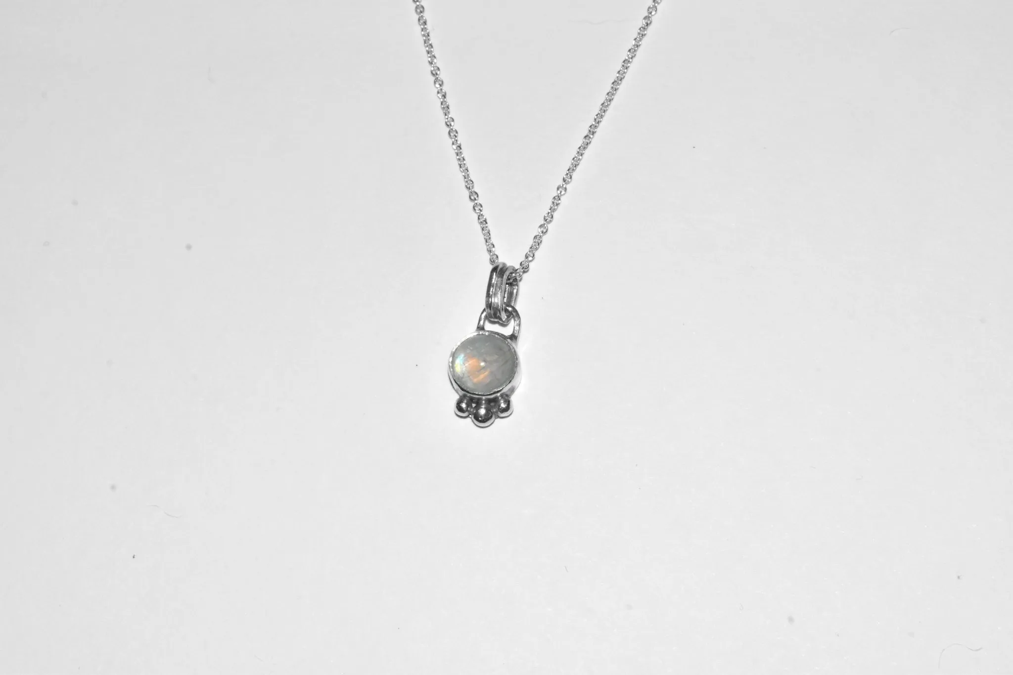 One of a Kind | Handmade Sterling Silver Rainbow Moonstone Necklace