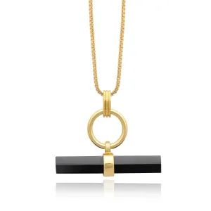 Onyx T-Bar Necklace - Gold - TBN21ONGP