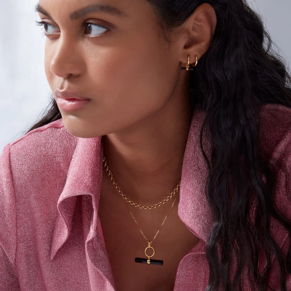 Onyx T-Bar Necklace - Gold - TBN21ONGP