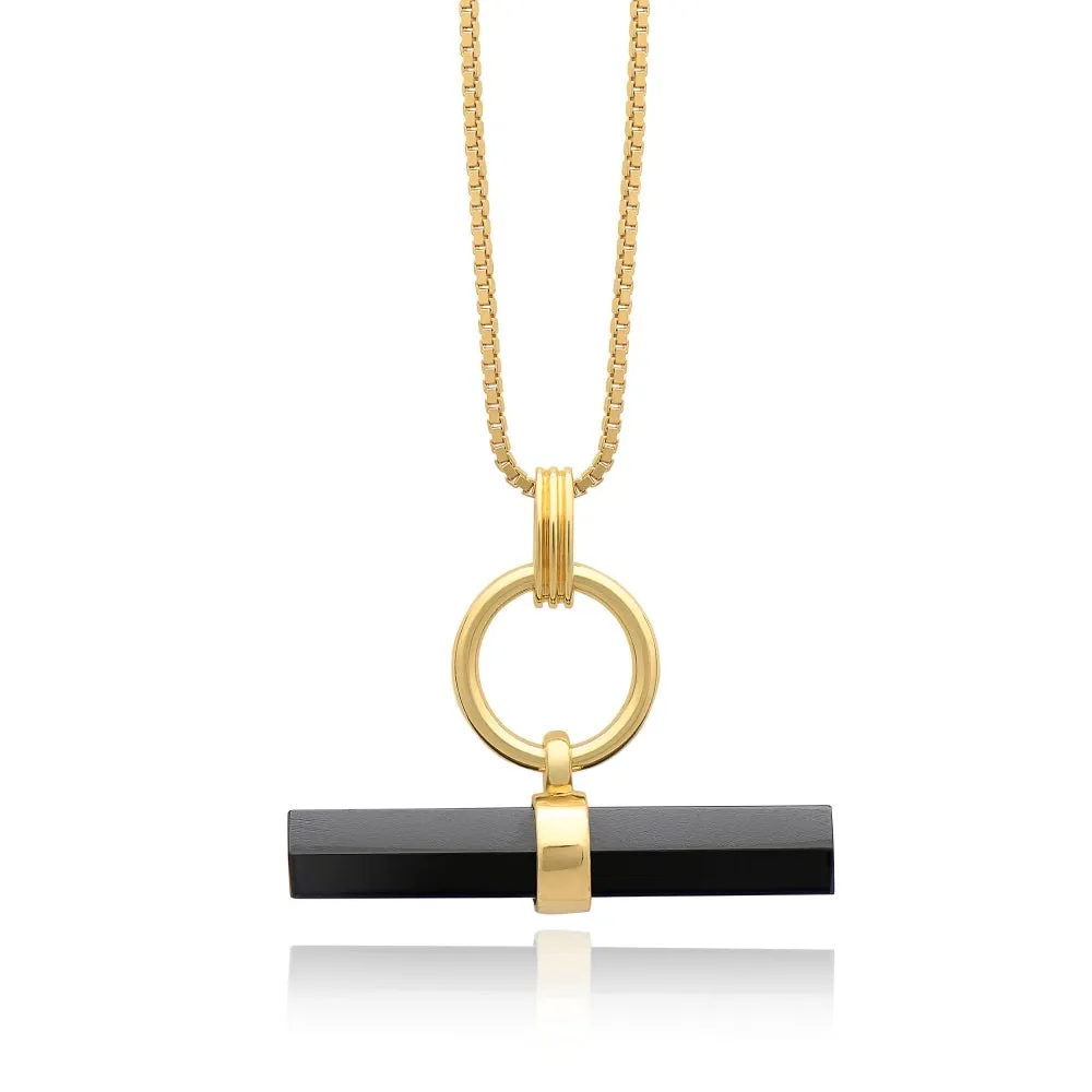 Onyx T-Bar Necklace - Gold - TBN21ONGP