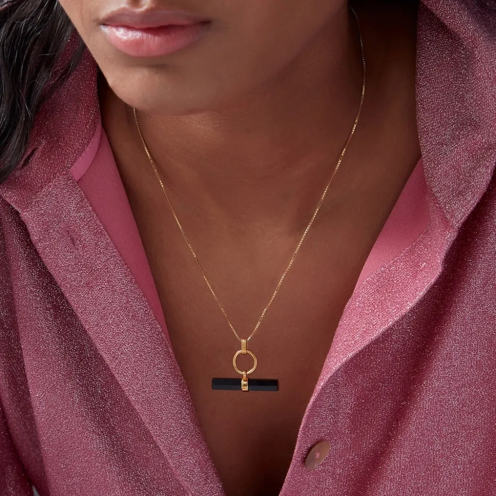 Onyx T-Bar Necklace - Gold - TBN21ONGP