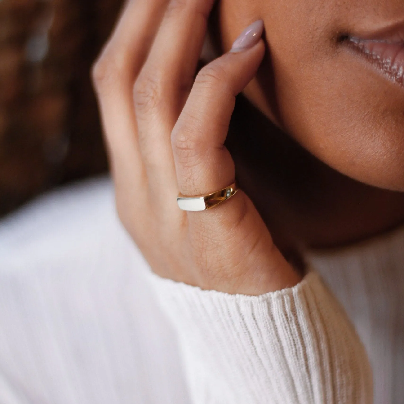 Pinkie Signet Dainty Ring Sterling Silver