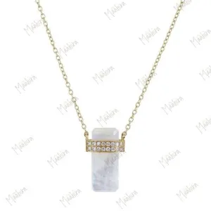 Rainbow Moonstone Bar Necklace