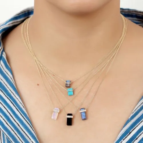 Rainbow Moonstone Bar Necklace