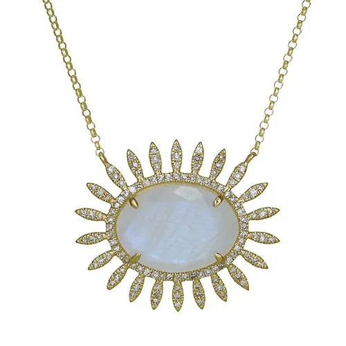 Rainbow Moonstone Diamond Streak Necklace