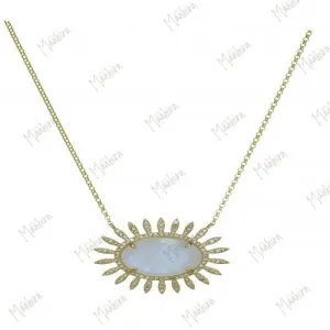 Rainbow Moonstone Diamond Streak Necklace