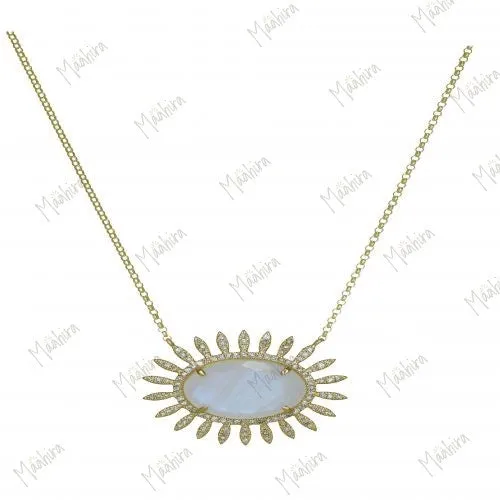 Rainbow Moonstone Diamond Streak Necklace