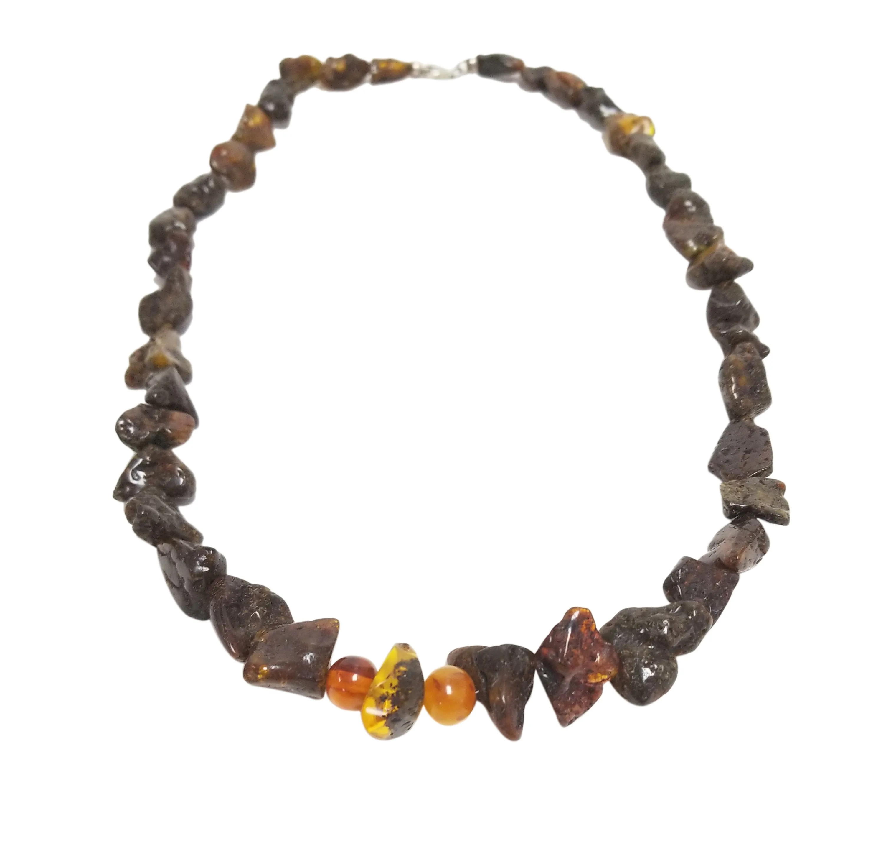 Raw Baltic Amber Necklace - Dark Cognac 25"L