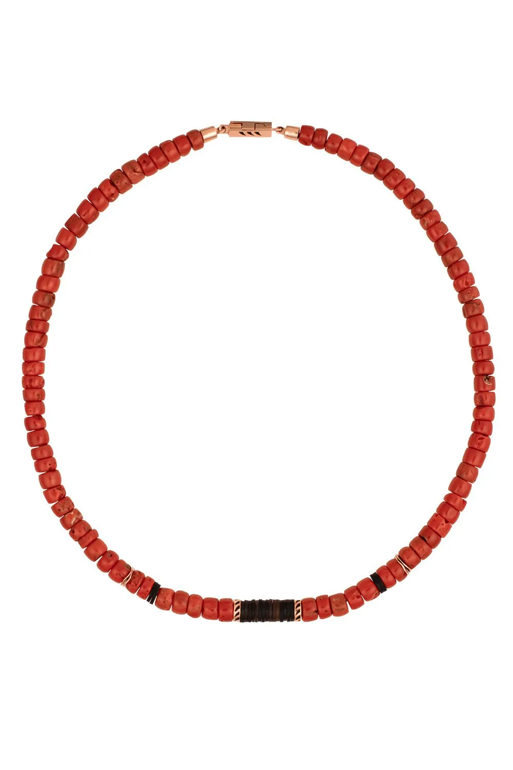 Red Coral Puka Necklace - 6mm