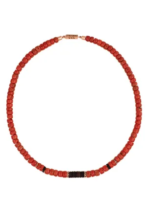Red Coral Puka Necklace - 6mm