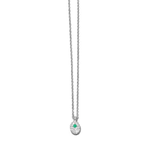 Scarab Necklace, Green Onyx, Silver