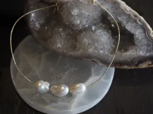 Simple African Spacer Necklace - Triple pearl