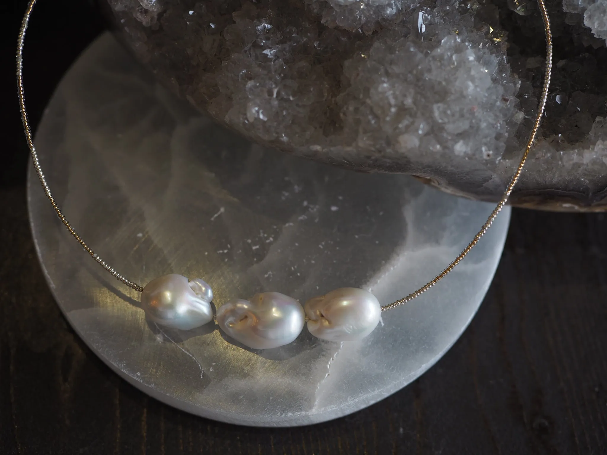 Simple African Spacer Necklace - Triple pearl