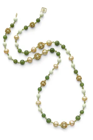 South Sea Pearl and Jade Earrings