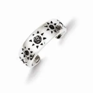 Sterling Silver Antiqued Sun Toe Ring