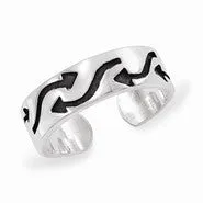 Sterling Silver Antiqued Wavy Arrow Toe Ring