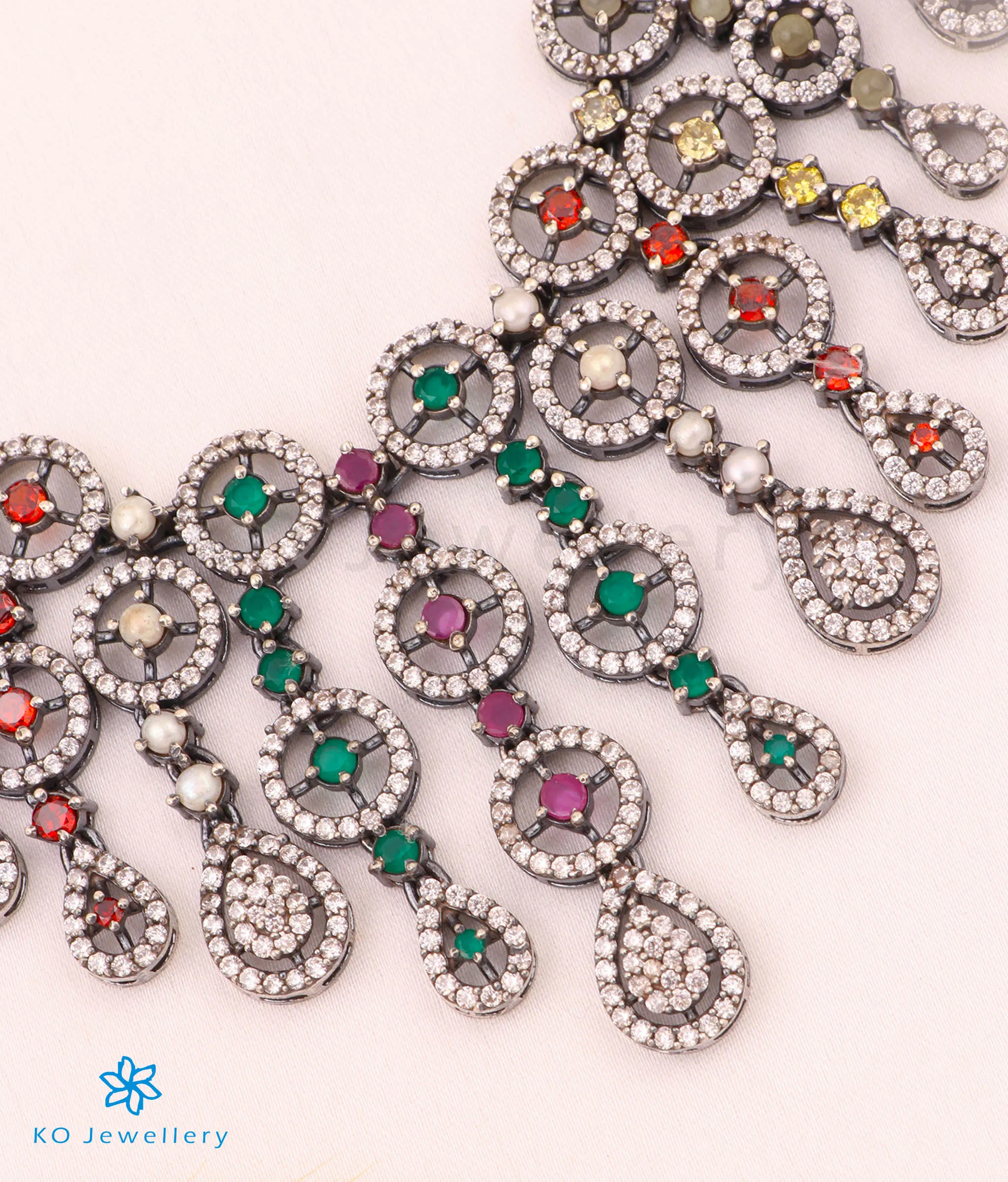 The Divisha Silver Navratna Necklace