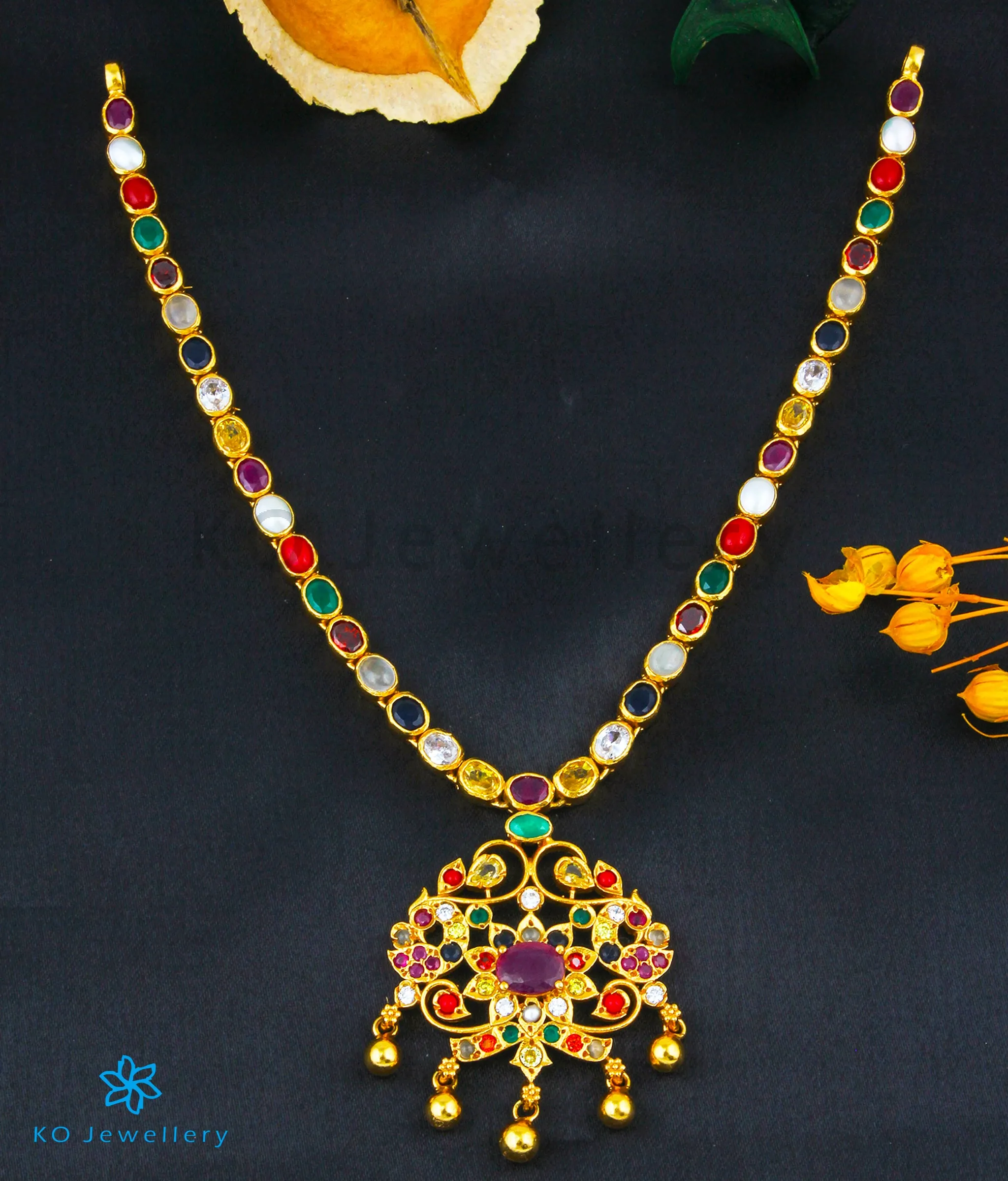 The Vashist Silver Navaratna Necklace