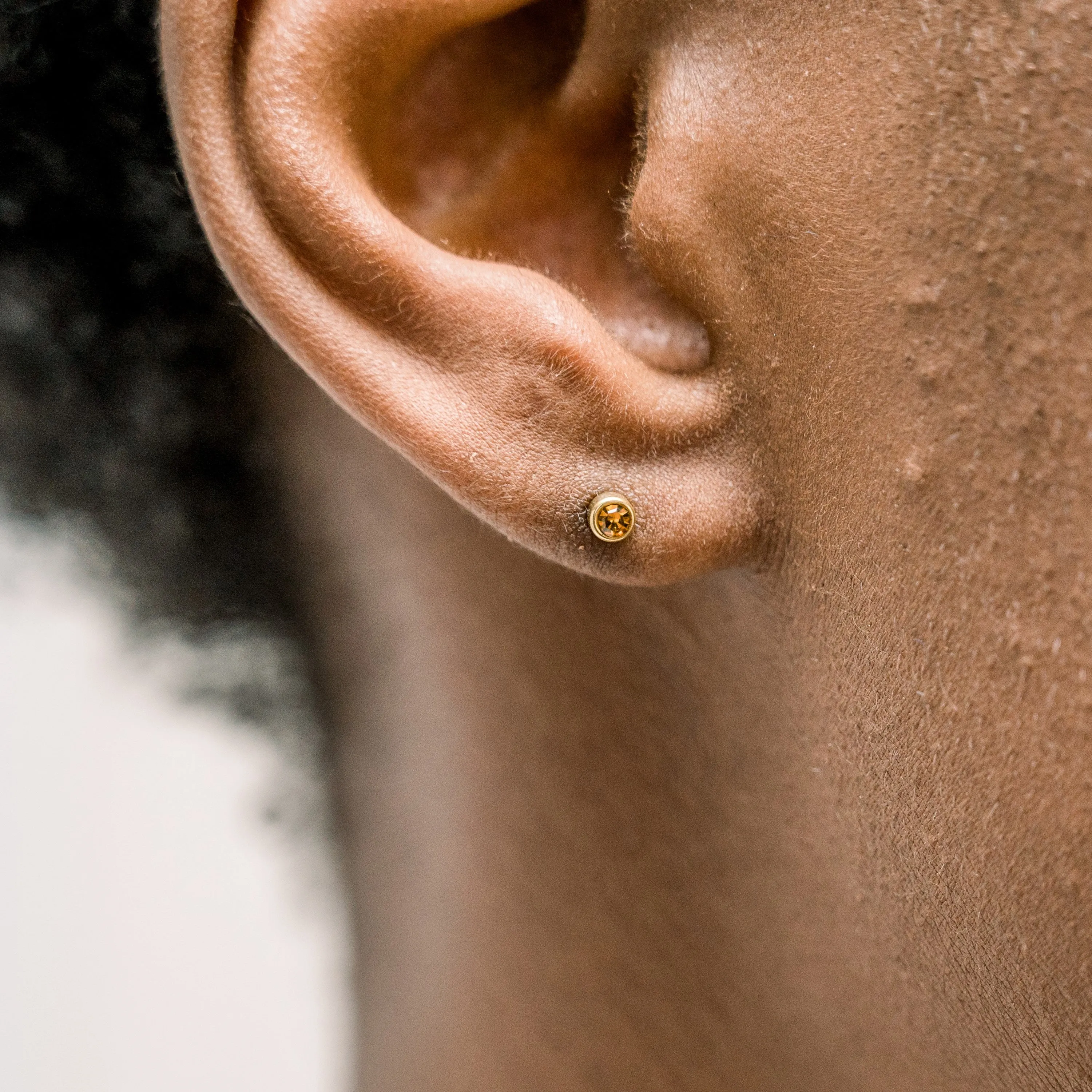 Topaz Bezel Set Hypoallergenic Stud Earrings - November