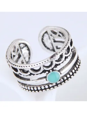 TR21 Silver with Blue Dot Toe Ring