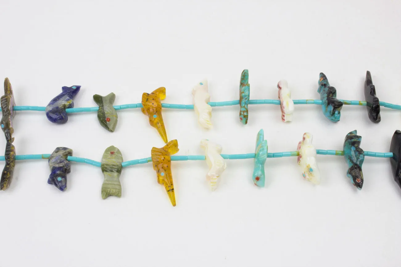 Zuni Multistone Fetish Necklace and Earring Set by Lena Boone